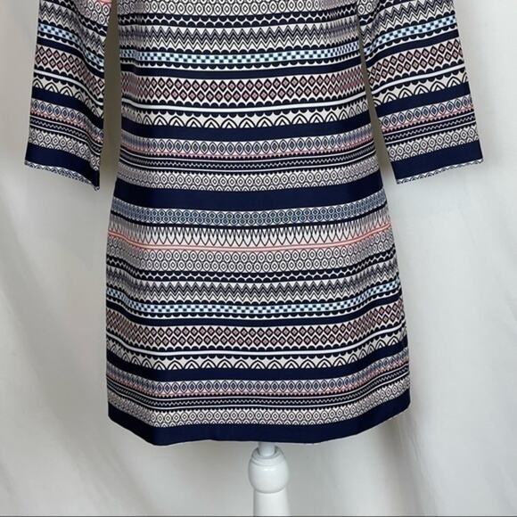 J Crew White Blue Geometric Striped Career Office Shift Dress NWOT Size 00 - Picture 4 of 12
